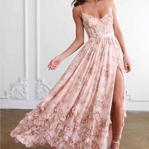V. Chapman The Carmen Dress in Peach Tapestry